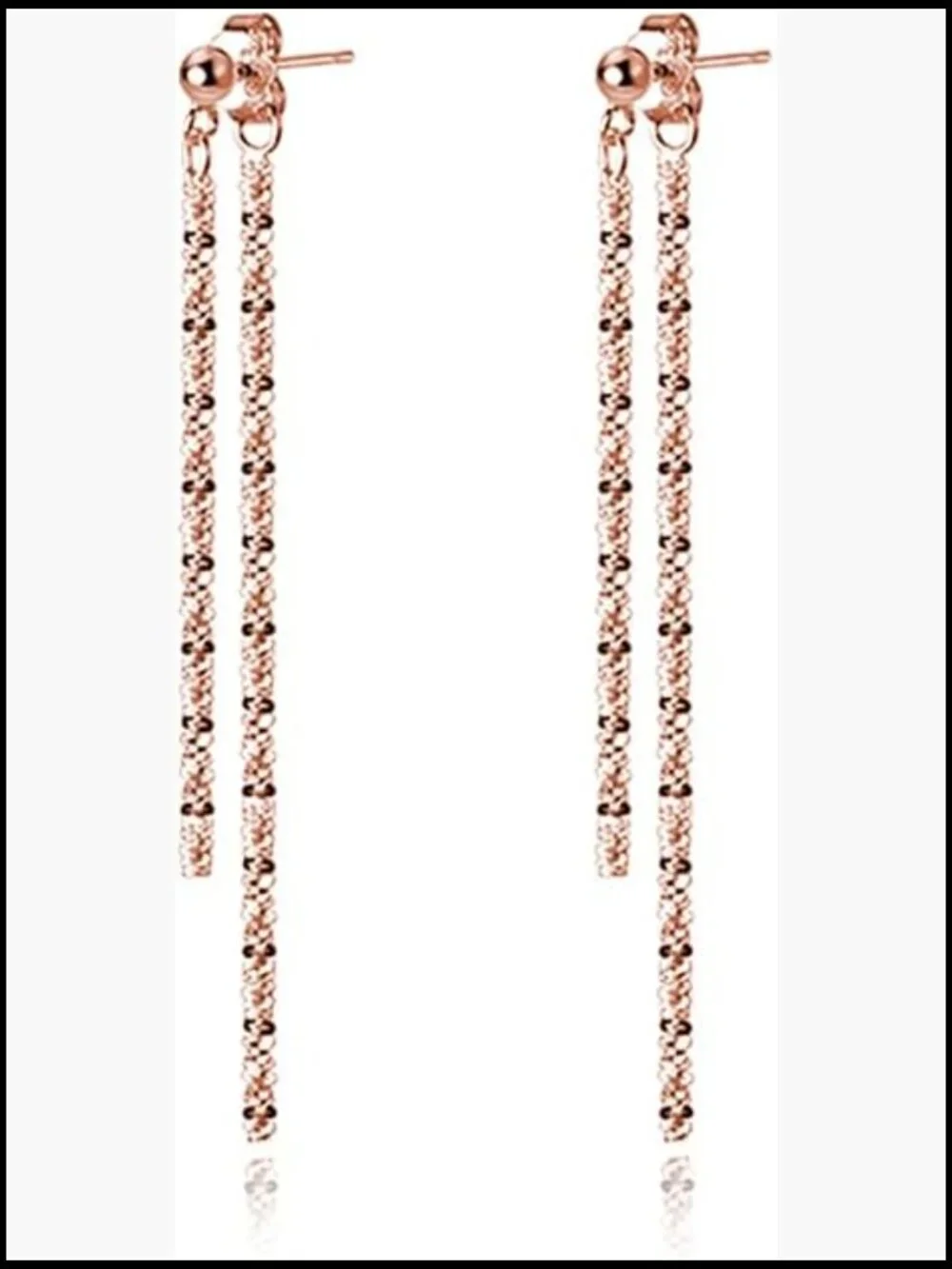 925 Sterling Silver Tassel Chain Dangle Earrings Minimalist Drop